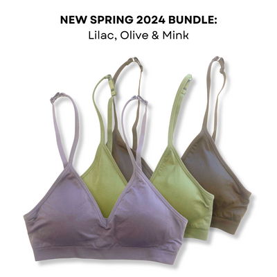 Convertible V Neck Bra Bundle ~  Lilac, Olive & Mink