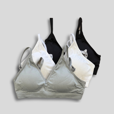 Convertible V Neck Bra Bundle - Black, White & Grey