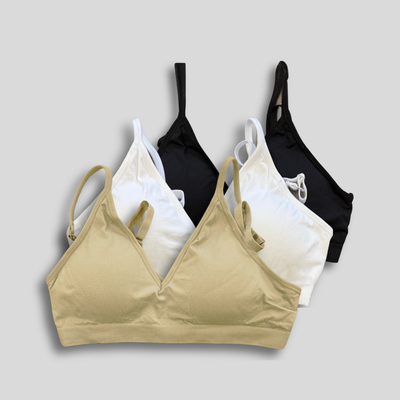 Convertible V Neck Bra Bundle - Black, White & Beige