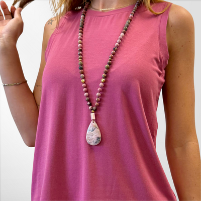 Rhodonite and Picasso Jasper Mala