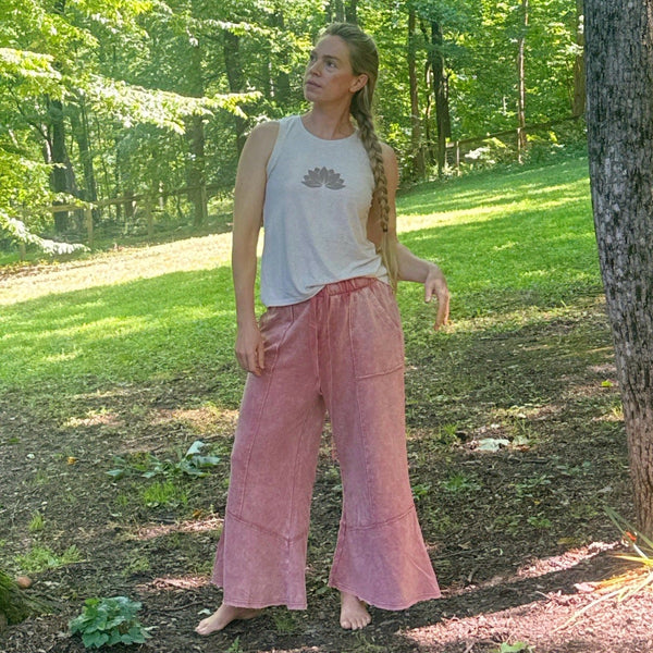 Garment-Dyed Cotton Wide Leg Lounge Pants with Pockets | Slightly