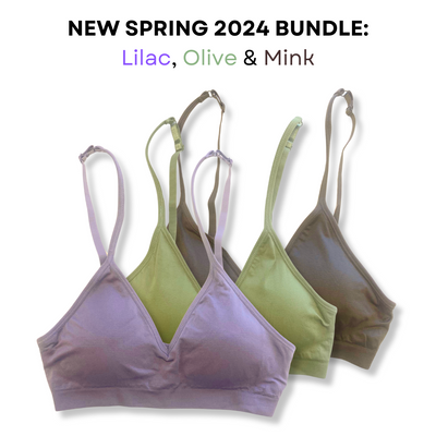 Convertible V Neck Bra Bundle ~  Lilac, Olive & Mink