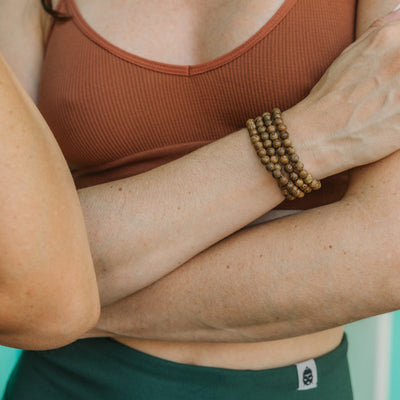 Natural Sandalwood Mala Bracelet